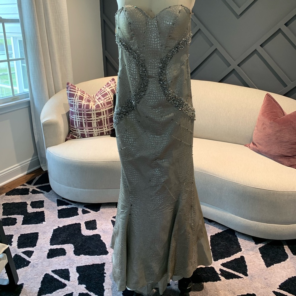TERANI COUTURE
Embroidered Mermaid Gown. Comes with shawl.